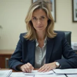 Femme consultant des documents administratifs dans une mairie pour obtenir une subvention de 400 euros