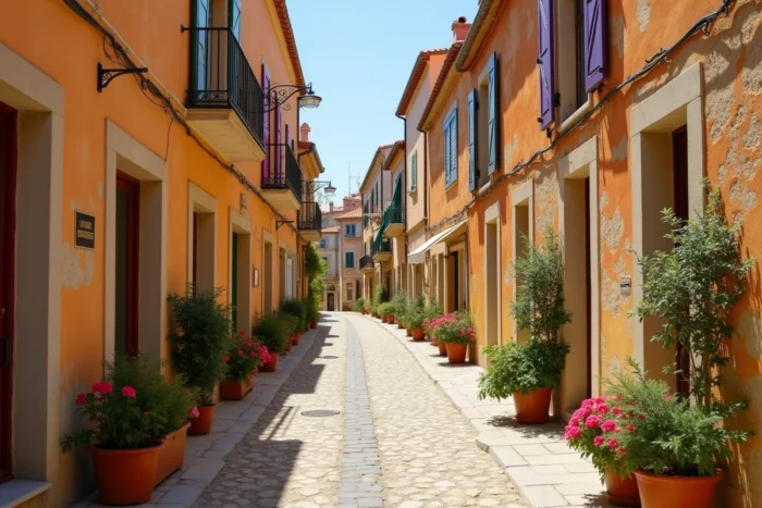 Rue pittoresque de Sète avec architecture méditerranéenne typique, lieu de tournage de Demain nous appartient